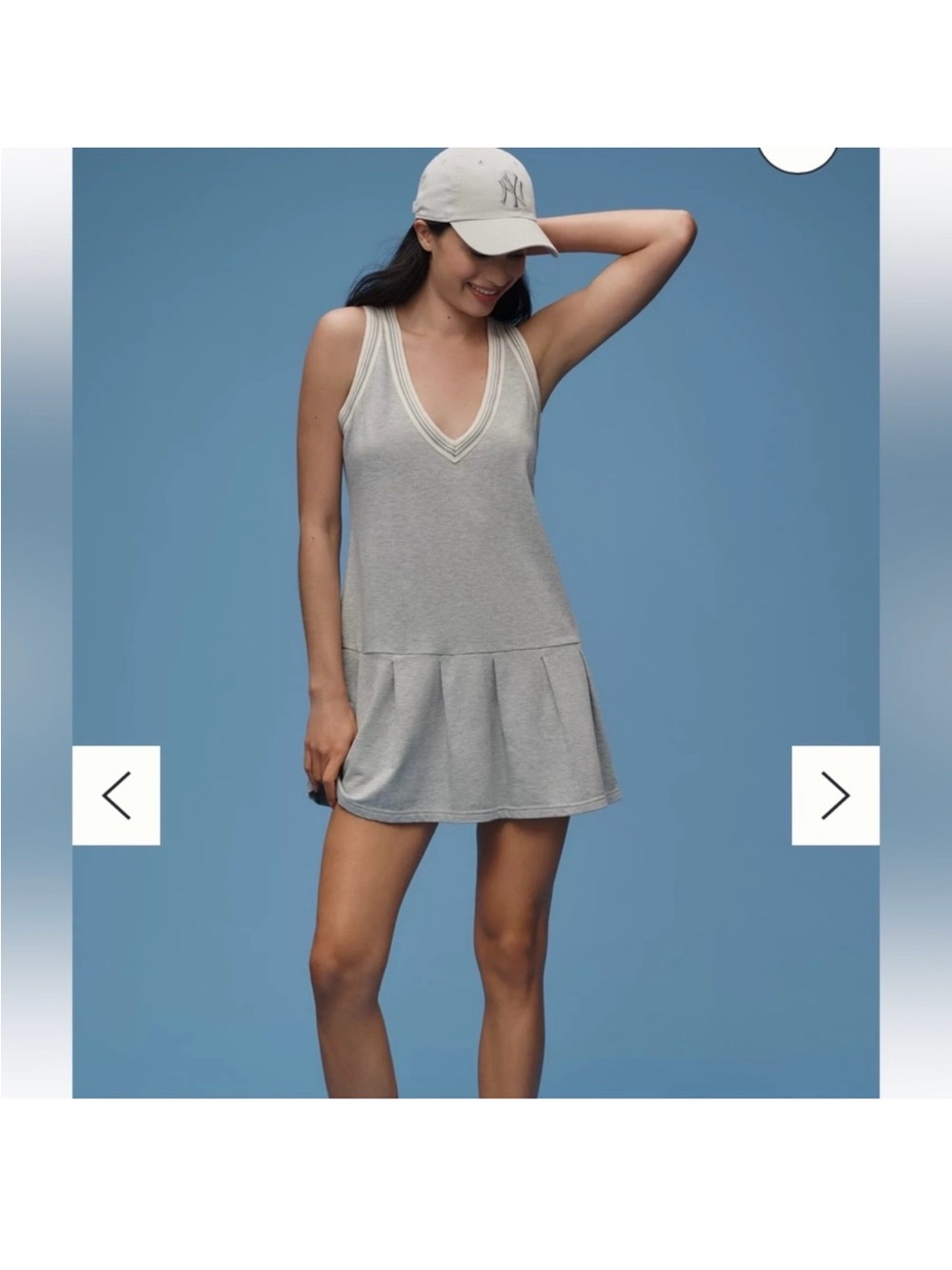 Sundays Casual V-Neck Sleeveless Drop-Waist Tank Dress in Light Gray